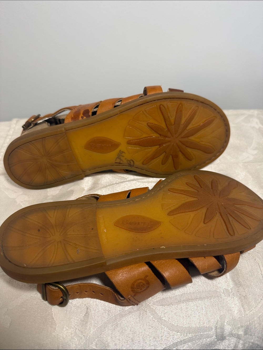 Born Cognac Leather Strappy Sandals - Picture 5 of 6